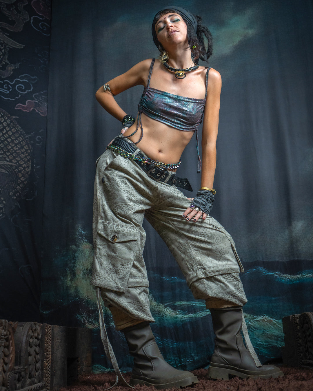 Pants Woman / Baggy Pockets TR Stretchy - Cream DRAGONS